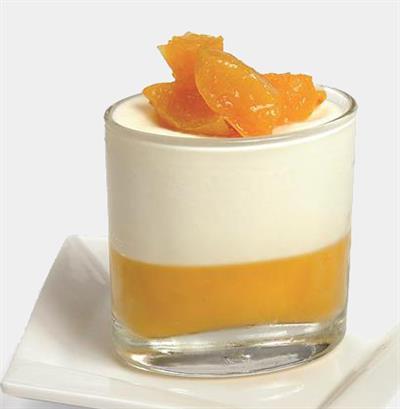 Peach compote with yogurt mousse