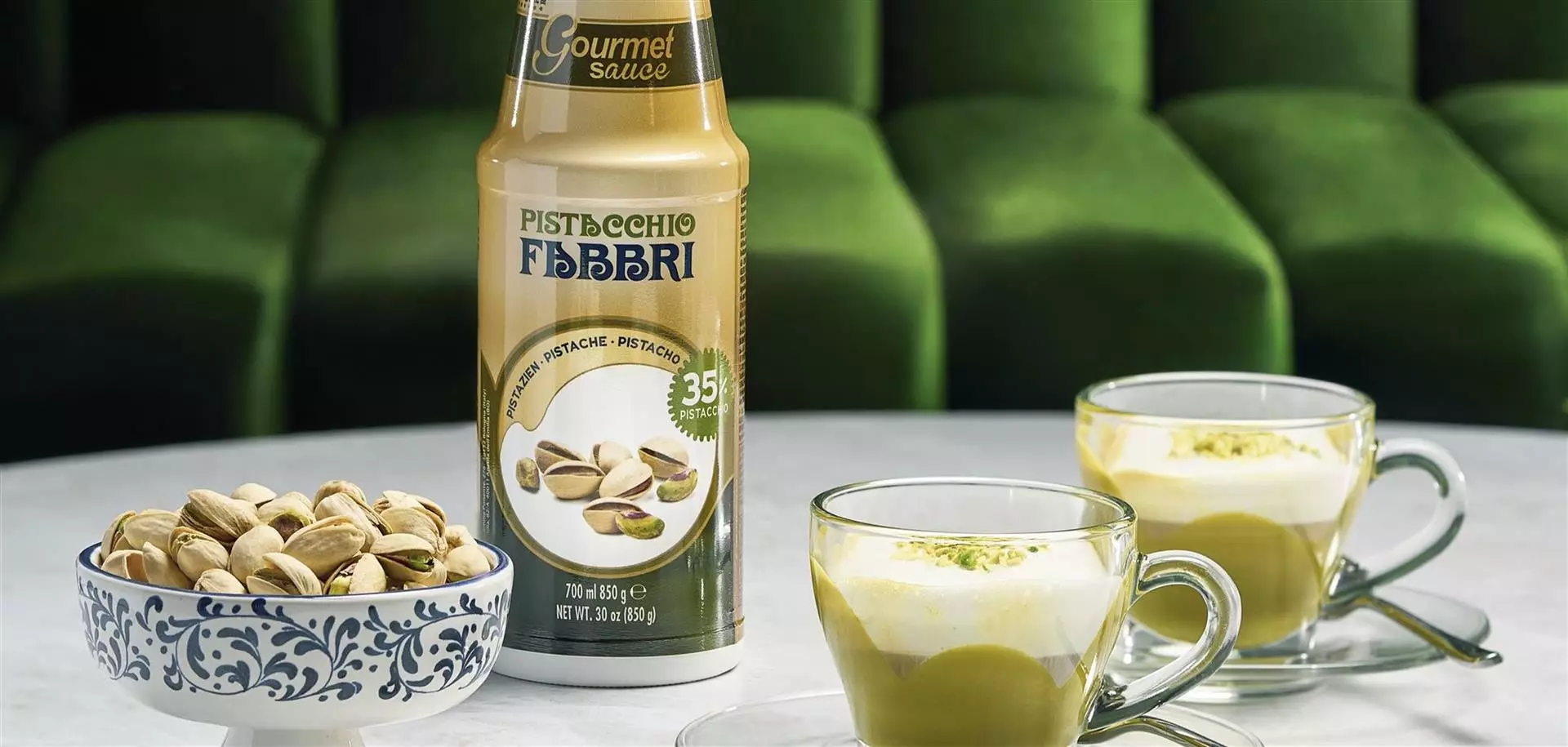Crea irresistibles recetas de cafetería con la Gourmet Sauce Pistacho Fabbri